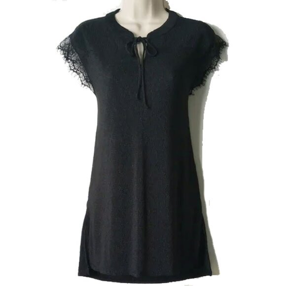NWOT Lularoe Elegant Grace Cap Sleeve Stretch Crepe Tunic S Black Diamond - Picture 1 of 10